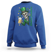 Cheers Fuckers St Patricks Day Sweatshirt Funny Skeleton Drinking Beer