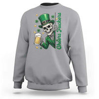 Cheers Fuckers St Patricks Day Sweatshirt Funny Skeleton Drinking Beer
