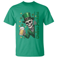 Cheers Fuckers St Patricks Day T Shirt Funny Skeleton Drinking Beer