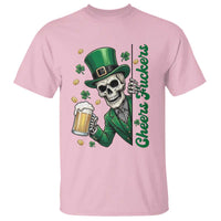 Cheers Fuckers St Patricks Day T Shirt Funny Skeleton Drinking Beer