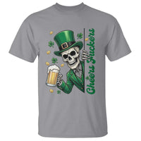 Cheers Fuckers St Patricks Day T Shirt Funny Skeleton Drinking Beer