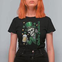 Cheers Fuckers St Patricks Day T Shirt For Women Funny Skeleton Drinking Beer