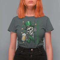 Cheers Fuckers St Patricks Day T Shirt For Women Funny Skeleton Drinking Beer