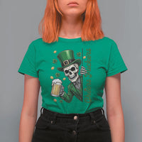 Cheers Fuckers St Patricks Day T Shirt For Women Funny Skeleton Drinking Beer