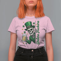 Cheers Fuckers St Patricks Day T Shirt For Women Funny Skeleton Drinking Beer