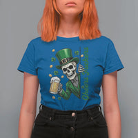 Cheers Fuckers St Patricks Day T Shirt For Women Funny Skeleton Drinking Beer