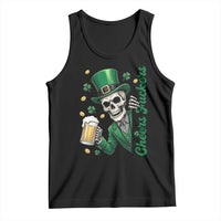Cheers Fuckers St Patricks Day Tank Top Funny Skeleton Drinking Beer