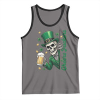 Cheers Fuckers St Patricks Day Tank Top Funny Skeleton Drinking Beer