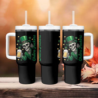 Cheers Fuckers St Patricks Day Tumbler With Handle Funny Skeleton Drinking Beer