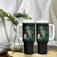 Cheers Fuckers St Patricks Day Tumbler With Handle Funny Skeleton Drinking Beer