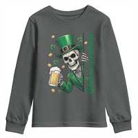 Cheers Fuckers St Patricks Day Youth Sweatshirt Funny Skeleton Drinking Beer