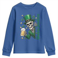 Cheers Fuckers St Patricks Day Youth Sweatshirt Funny Skeleton Drinking Beer