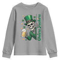 Cheers Fuckers St Patricks Day Youth Sweatshirt Funny Skeleton Drinking Beer