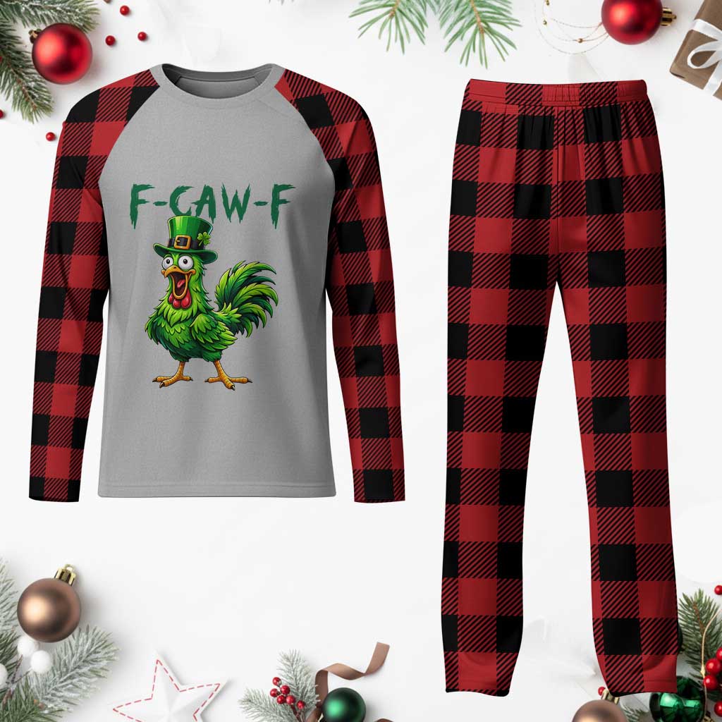 Funny St Patricks Day Lucky Chicken Plaid Pajama Set F Caw F