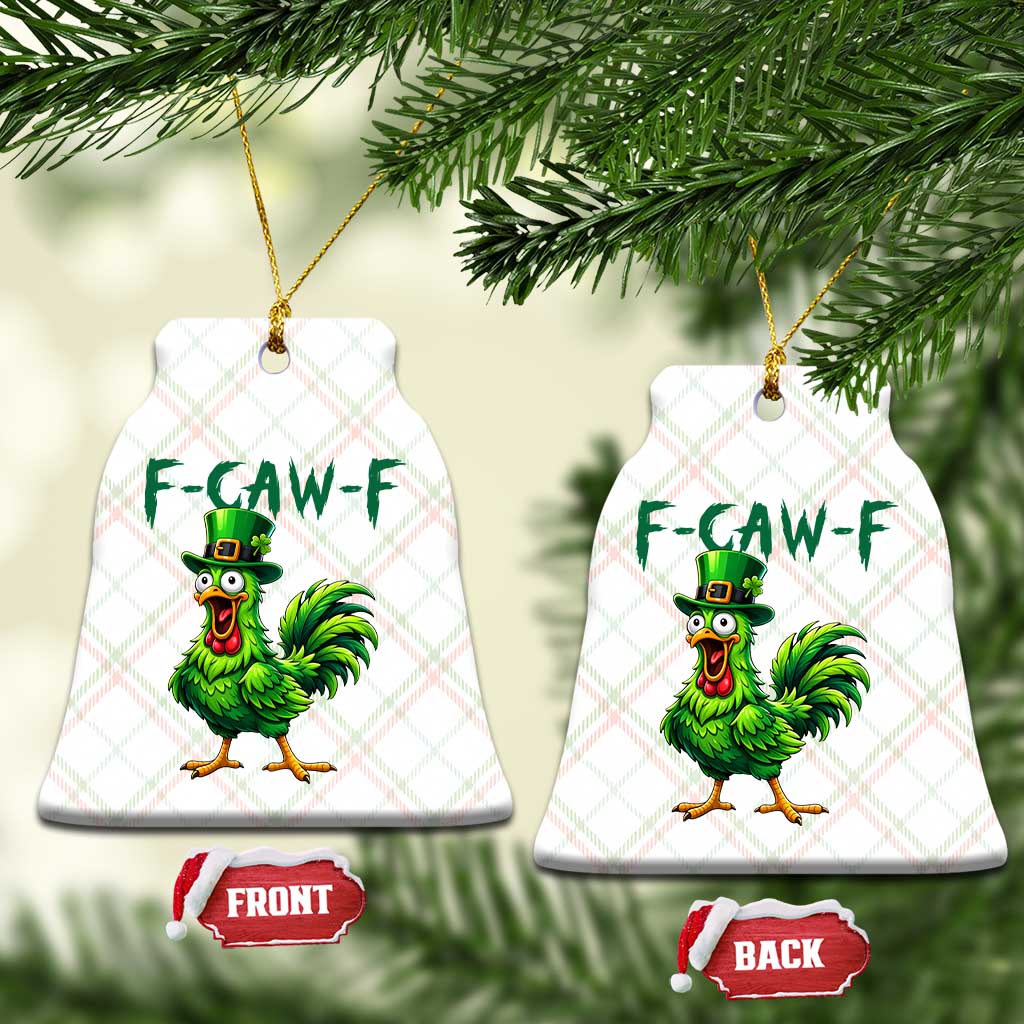 Funny St Patricks Day Lucky Chicken Ceramic Ornament F Caw F