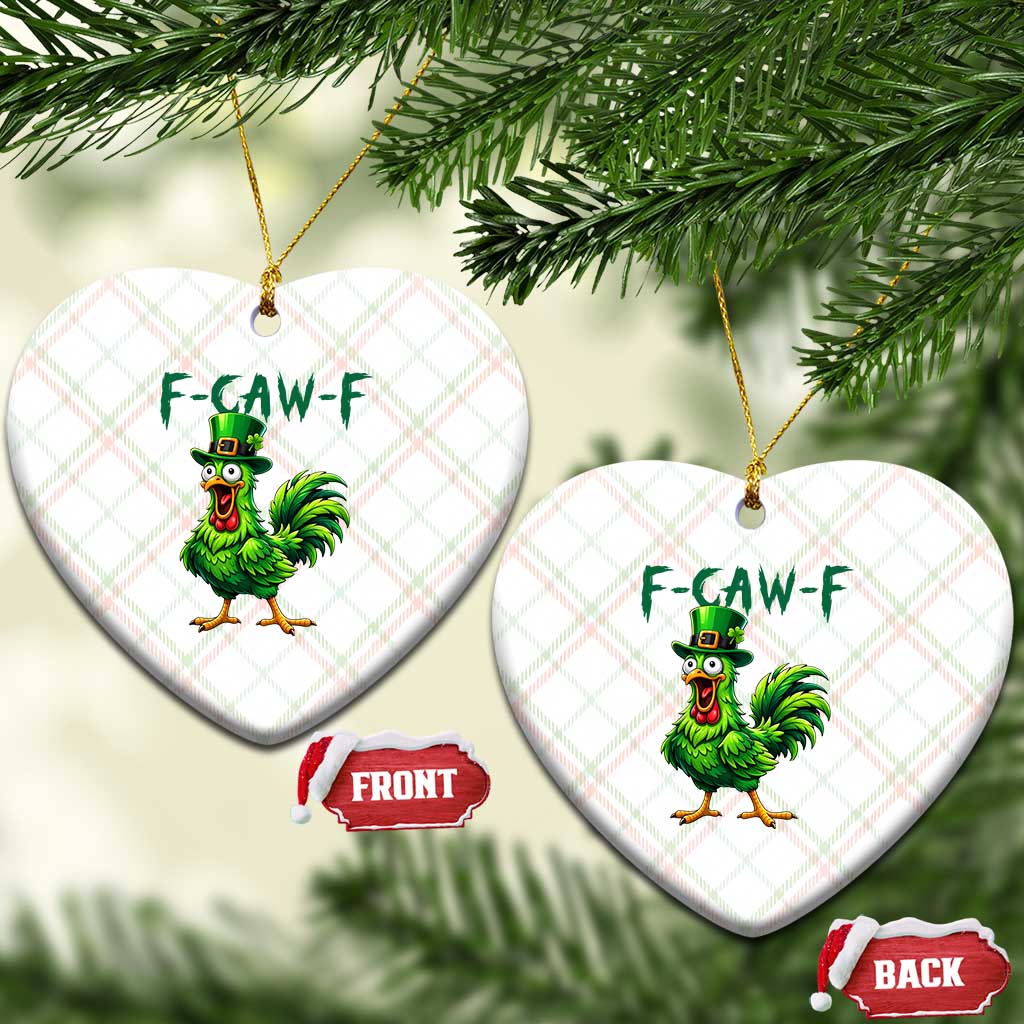 Funny St Patricks Day Lucky Chicken Ceramic Ornament F Caw F