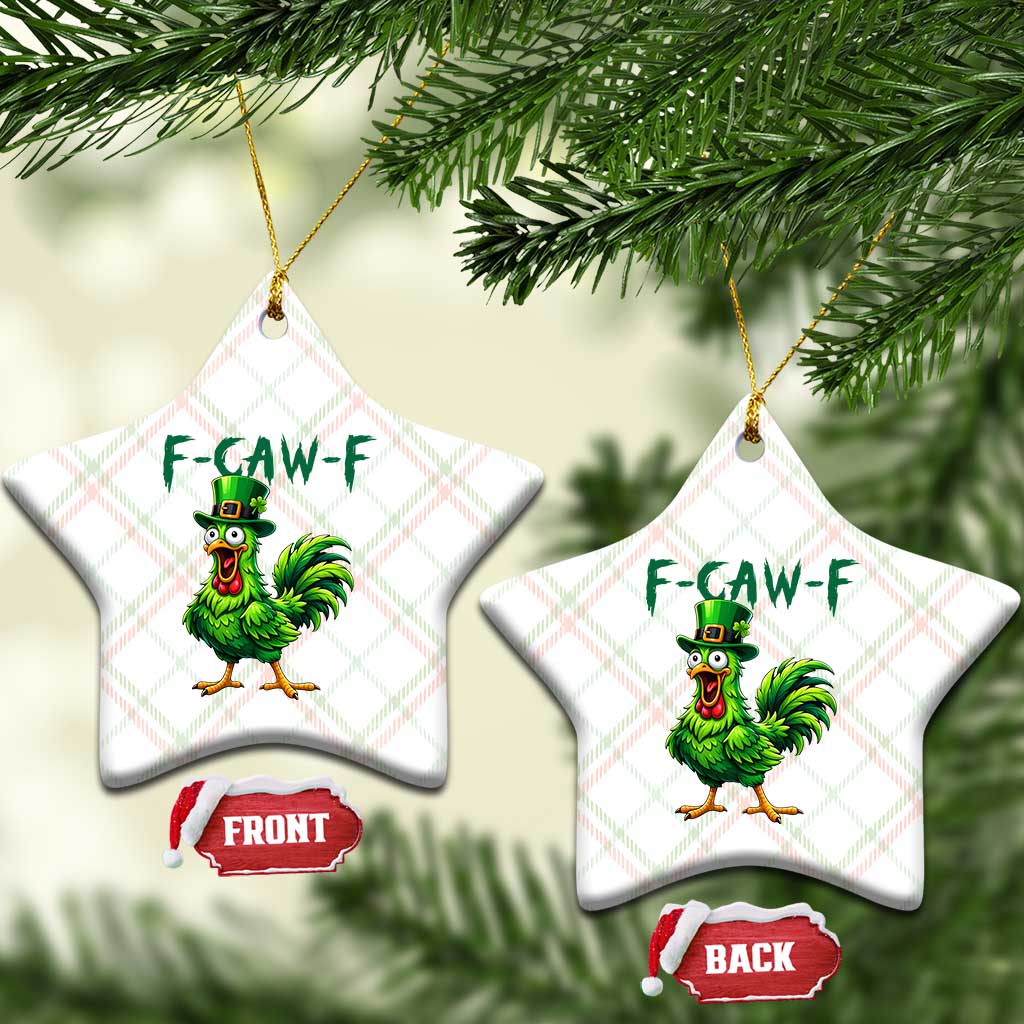 Funny St Patricks Day Lucky Chicken Ceramic Ornament F Caw F