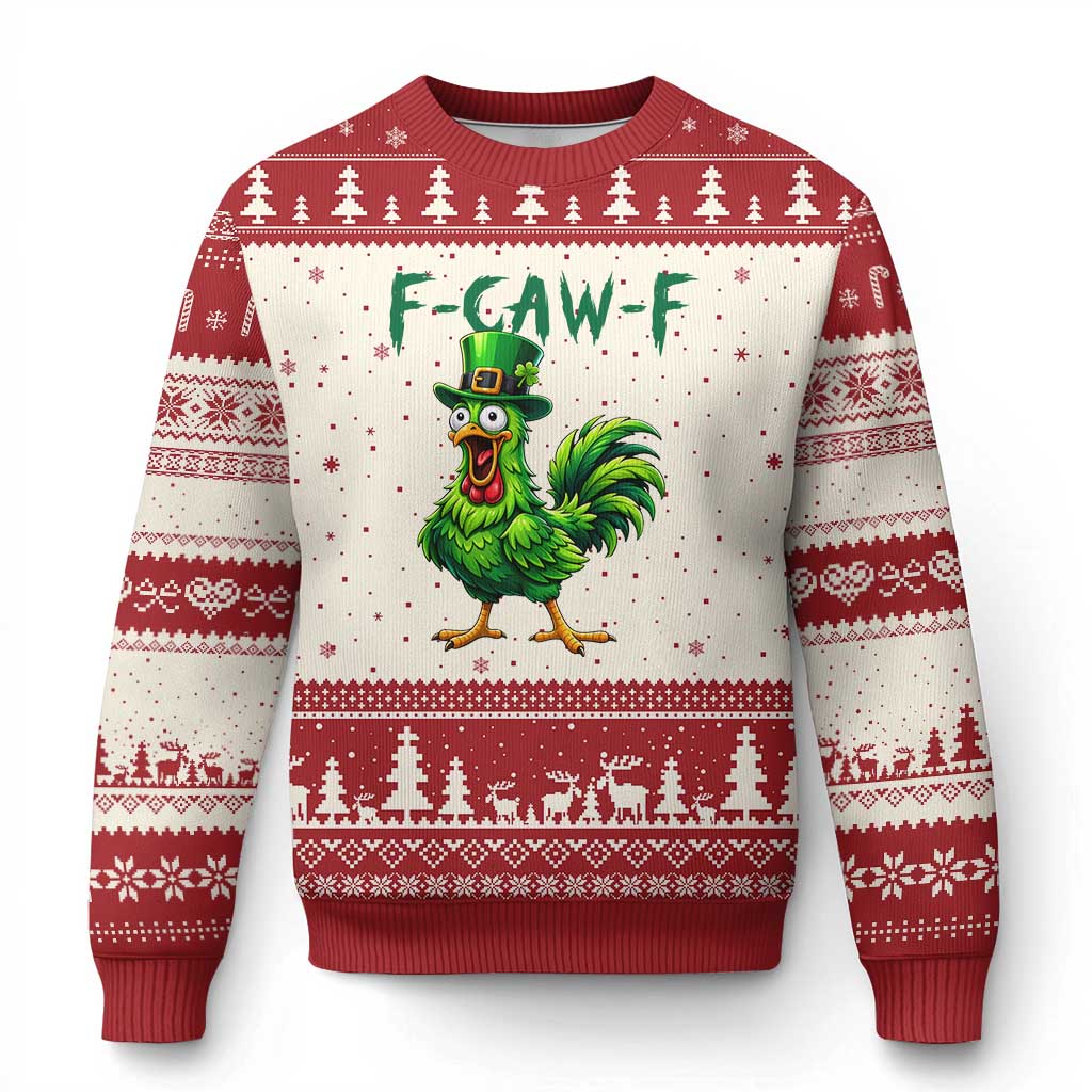 Funny St Patricks Day Lucky Chicken Ugly Christmas Sweater F Caw F