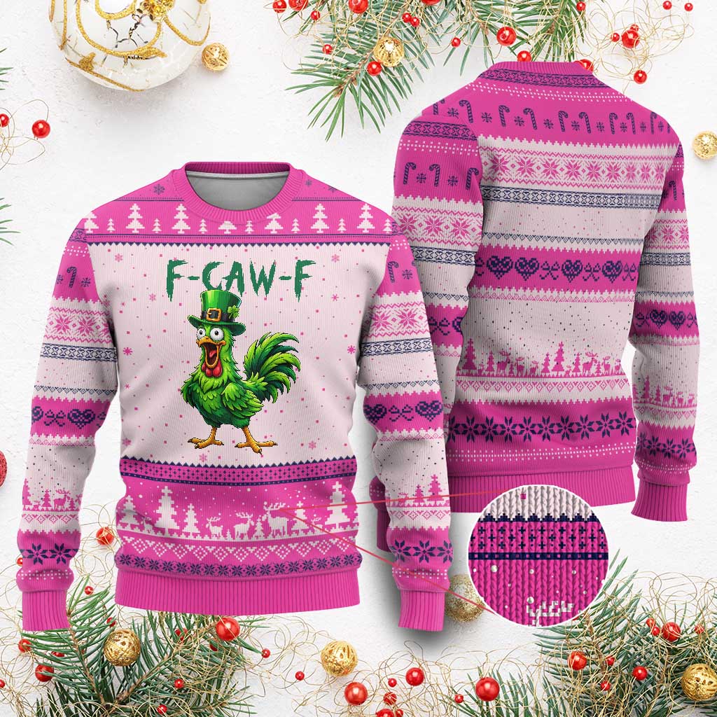 Funny St Patricks Day Lucky Chicken Ugly Christmas Sweater F Caw F