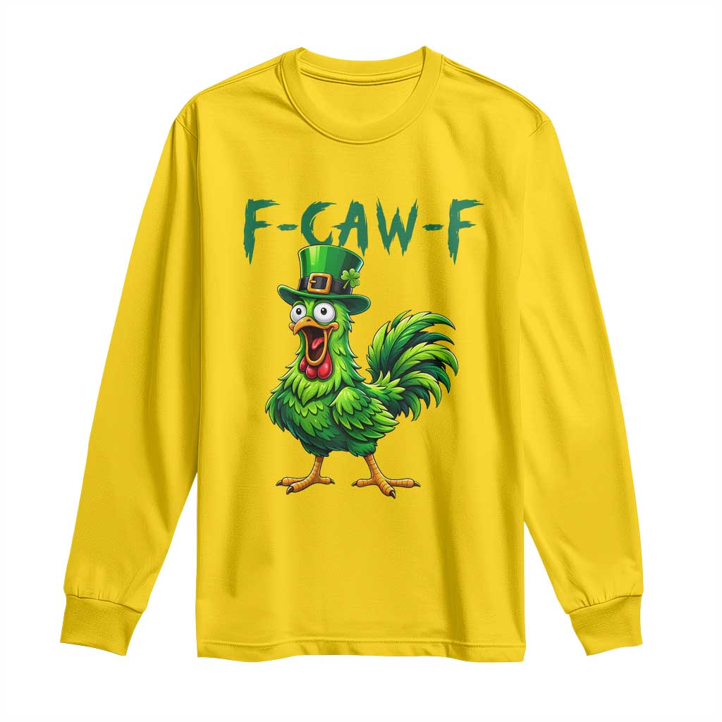 Funny St Patricks Day Lucky Chicken Long Sleeve Shirt F Caw F