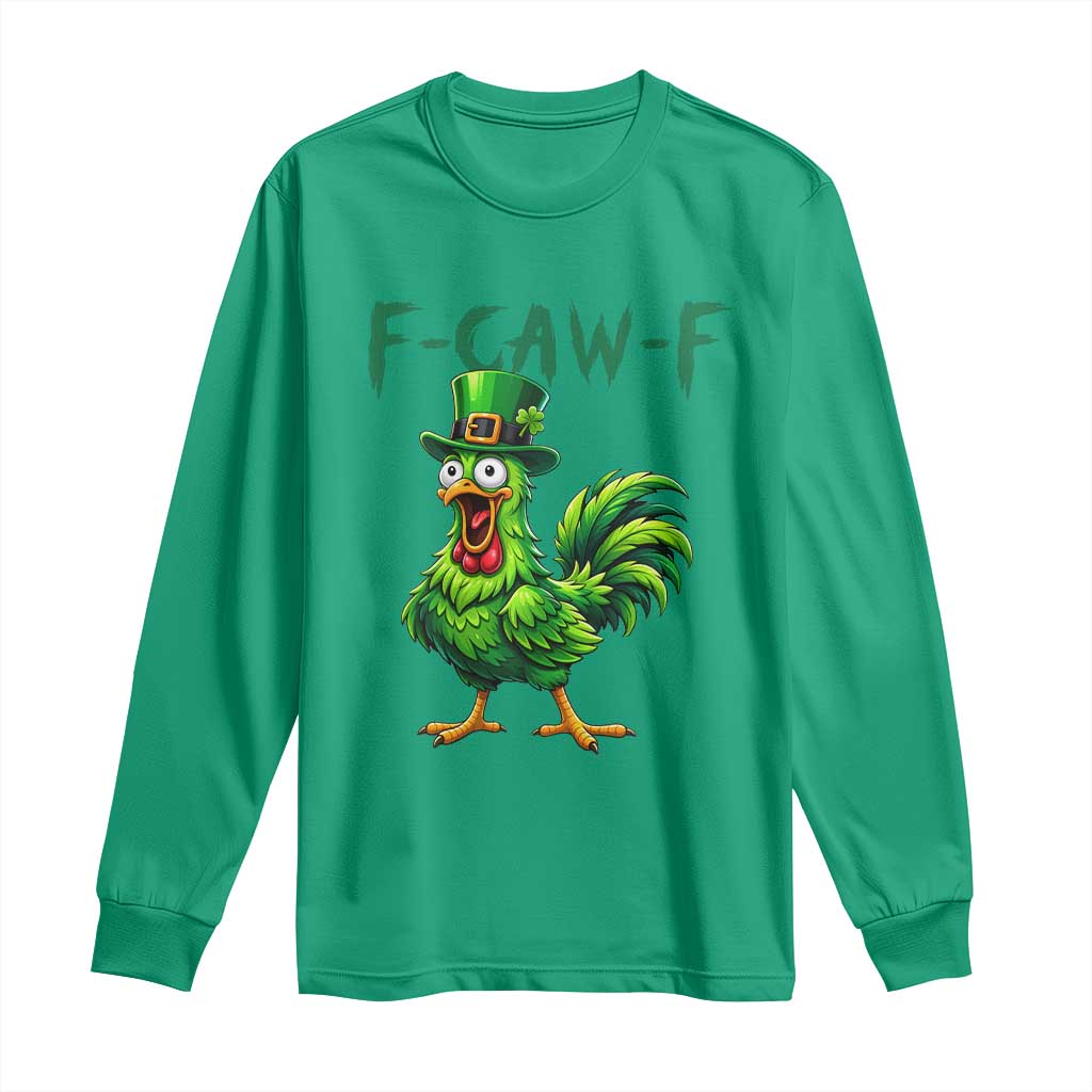 Funny St Patricks Day Lucky Chicken Long Sleeve Shirt F Caw F