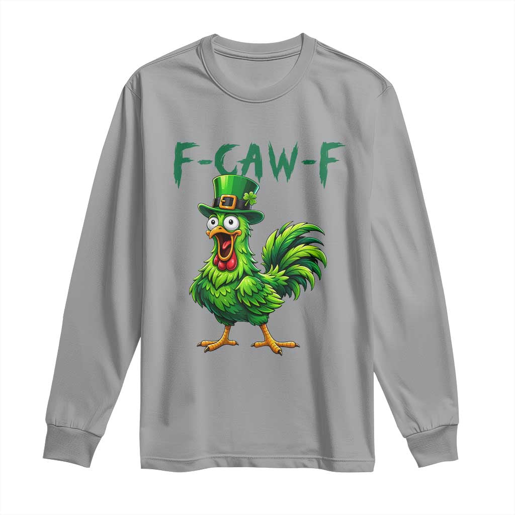 Funny St Patricks Day Lucky Chicken Long Sleeve Shirt F Caw F