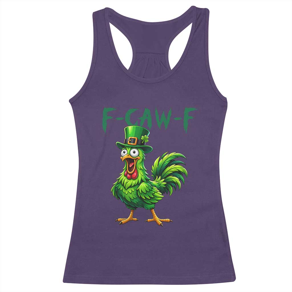 Funny St Patricks Day Lucky Chicken Racerback Tank Top F Caw F