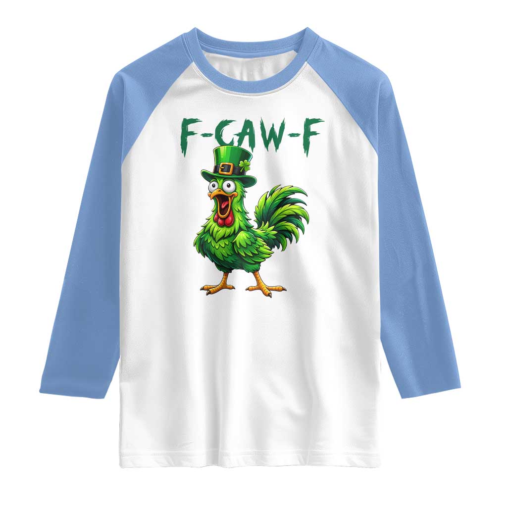 Funny St Patricks Day Lucky Chicken Raglan Shirt F Caw F