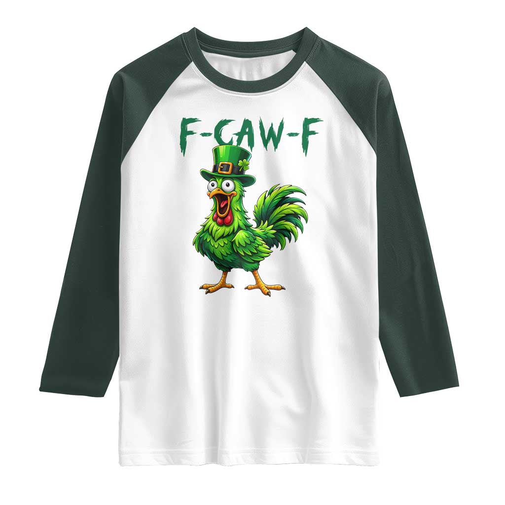 Funny St Patricks Day Lucky Chicken Raglan Shirt F Caw F