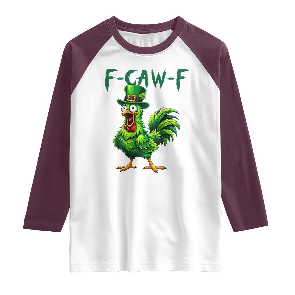 Funny St Patricks Day Lucky Chicken Raglan Shirt F Caw F