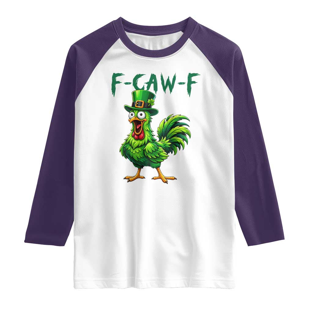 Funny St Patricks Day Lucky Chicken Raglan Shirt F Caw F