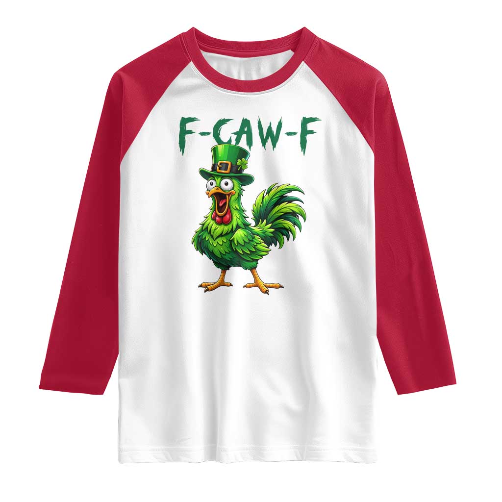 Funny St Patricks Day Lucky Chicken Raglan Shirt F Caw F