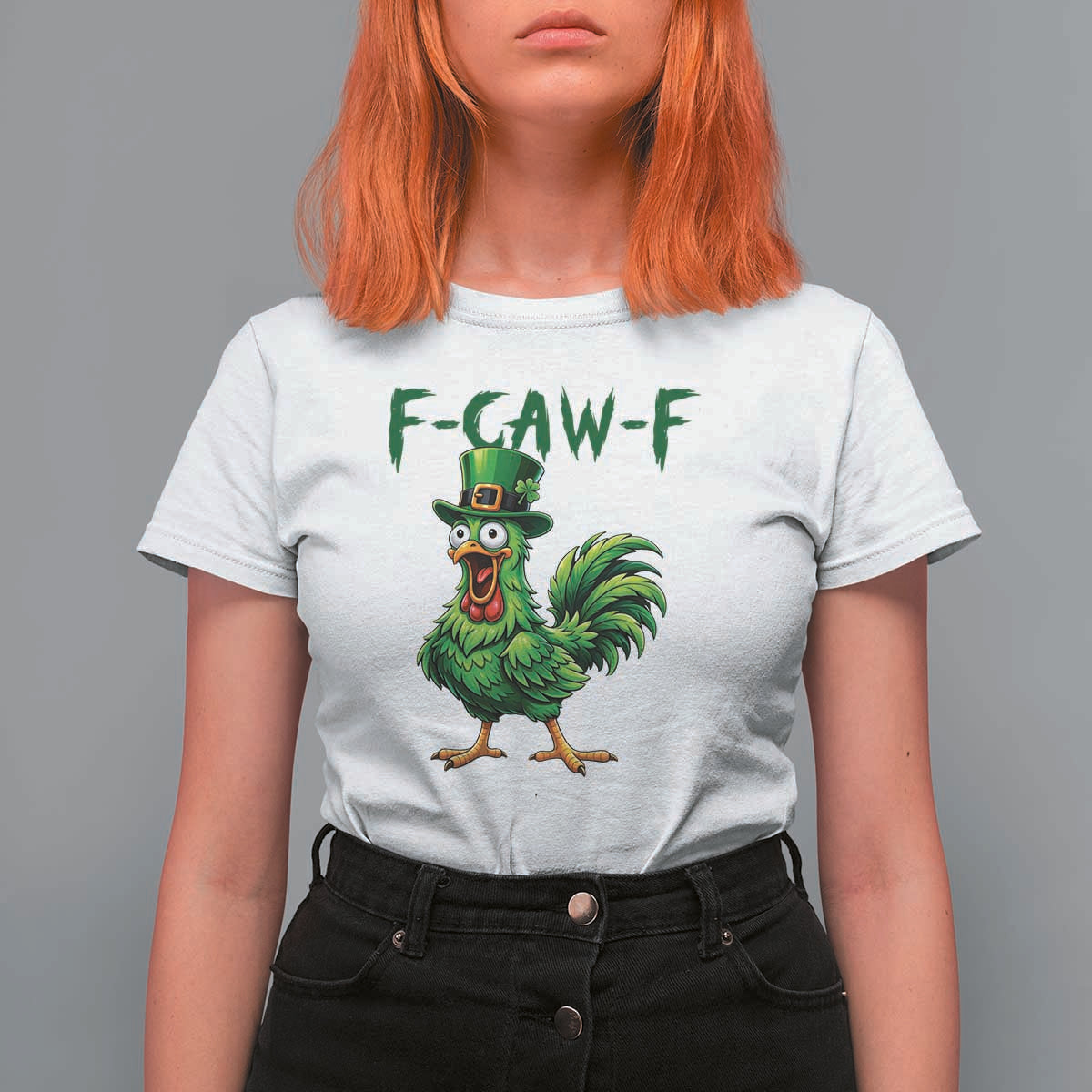 Funny St Patricks Day Lucky Chicken T Shirt For Women F Caw F