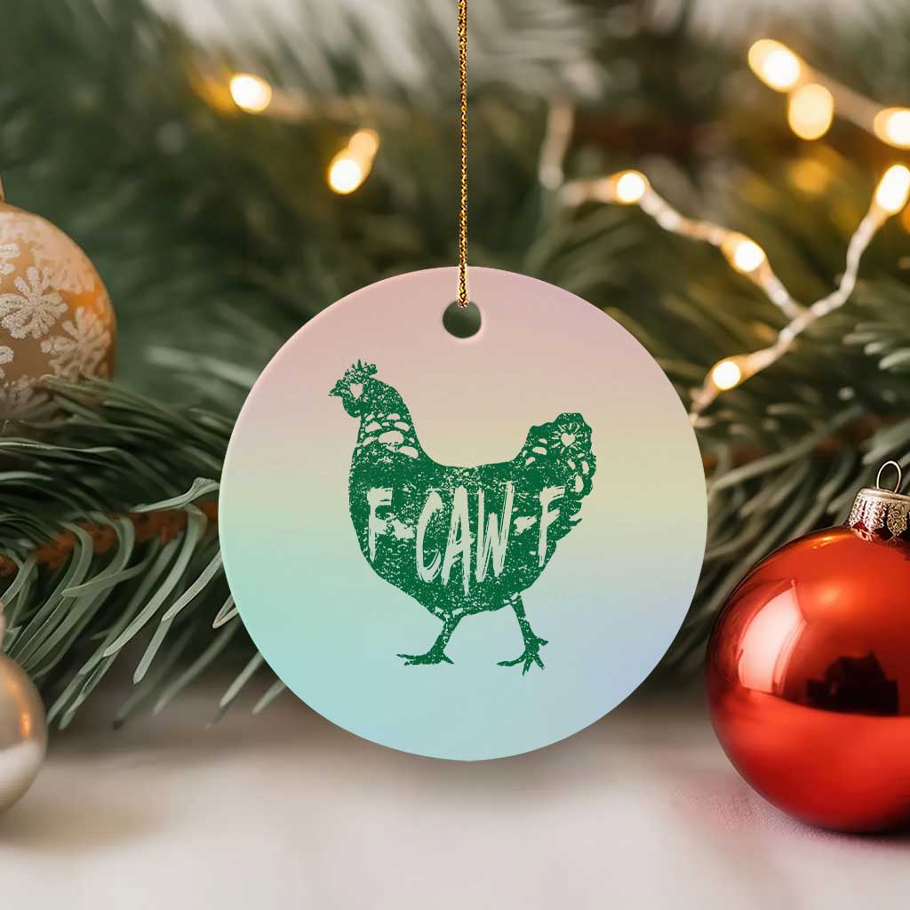 F Caw F Lucky Chicken Ceramic Ornament Funny St Patricks Day