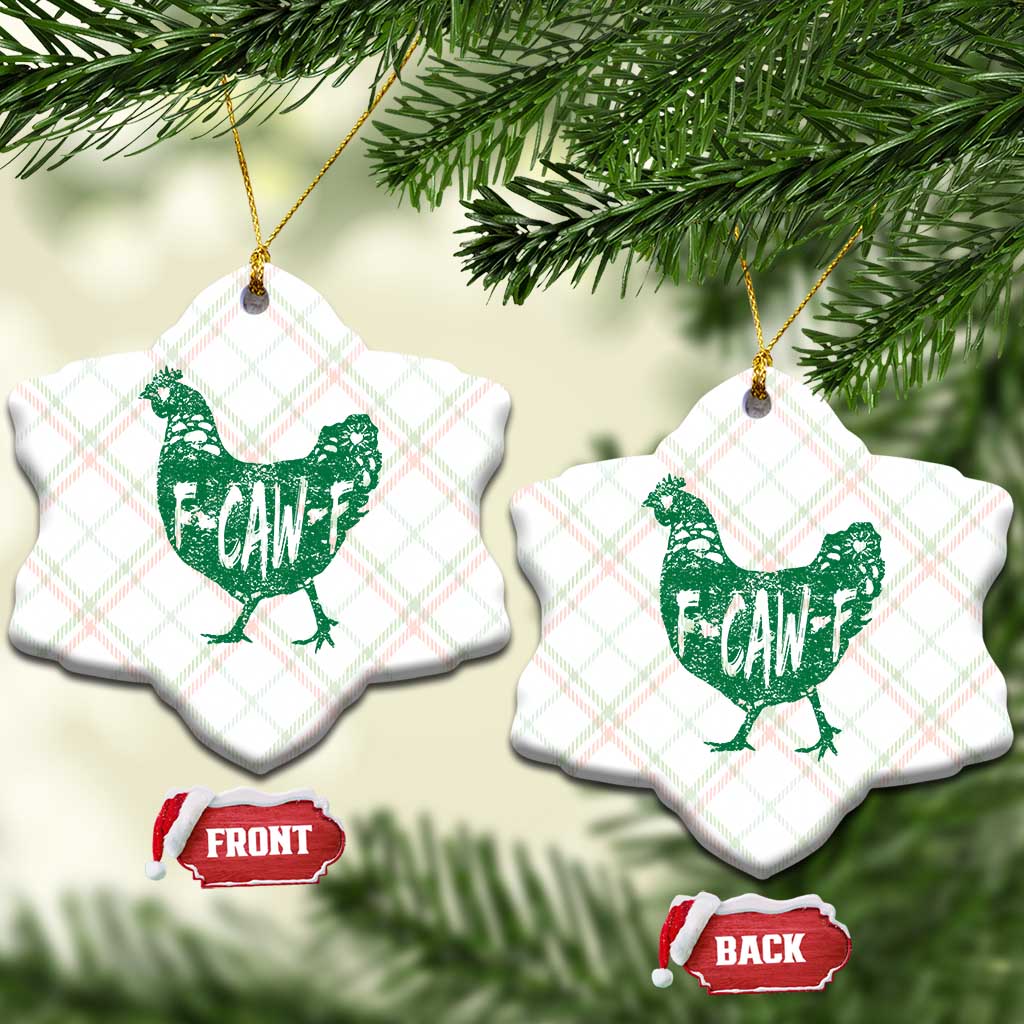 F Caw F Lucky Chicken Ceramic Ornament Funny St Patricks Day