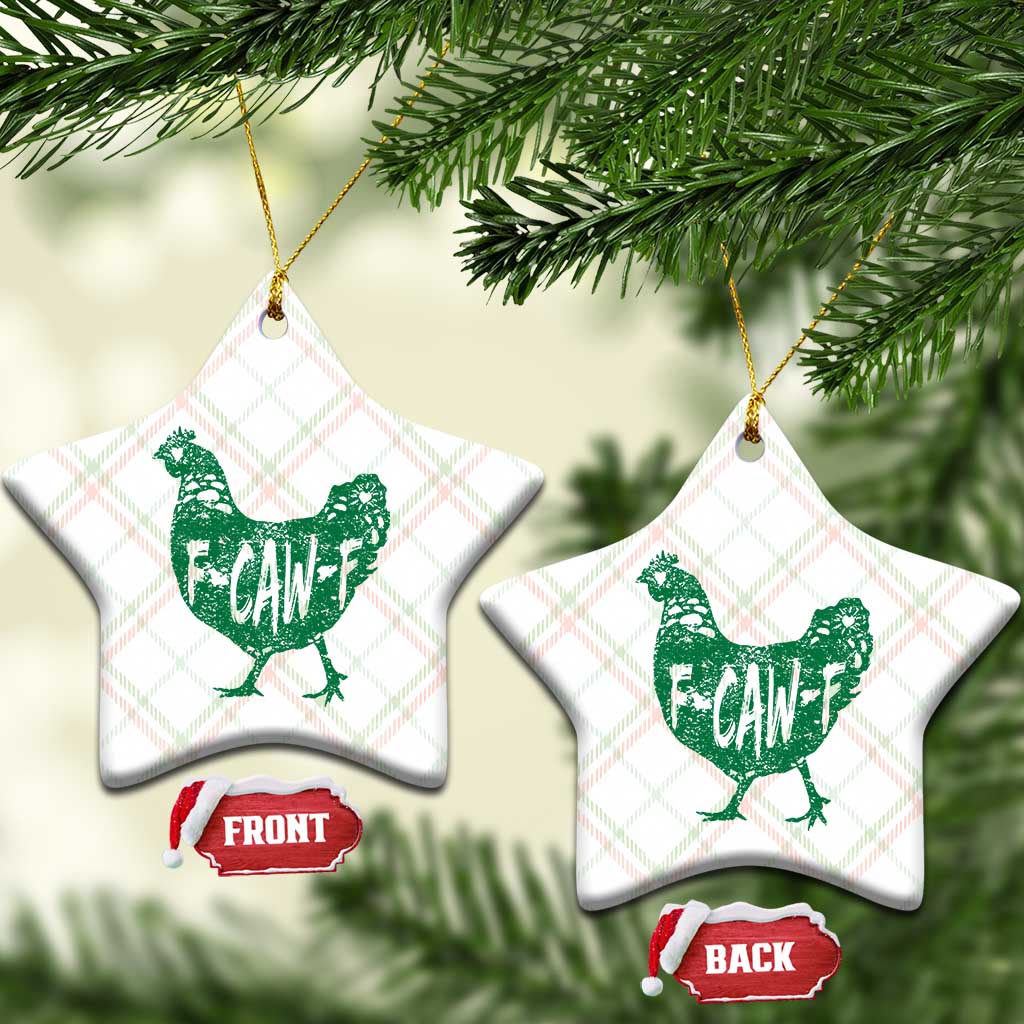 F Caw F Lucky Chicken Ceramic Ornament Funny St Patricks Day