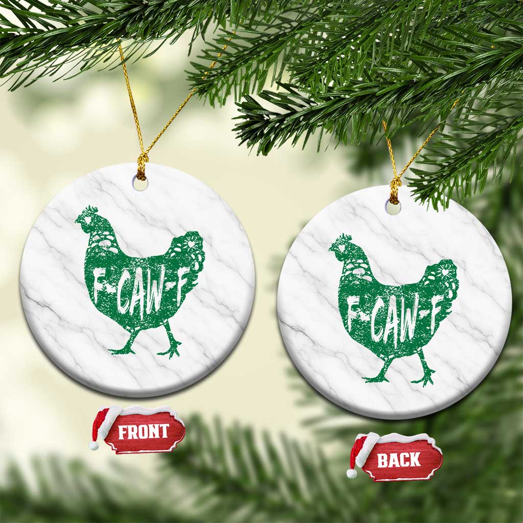 F Caw F Lucky Chicken Ceramic Ornament Funny St Patricks Day