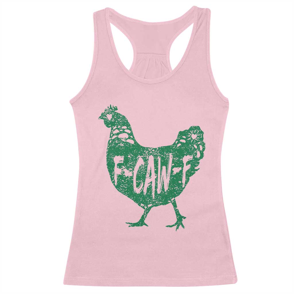 F Caw F Lucky Chicken Racerback Tank Top Funny St Patricks Day