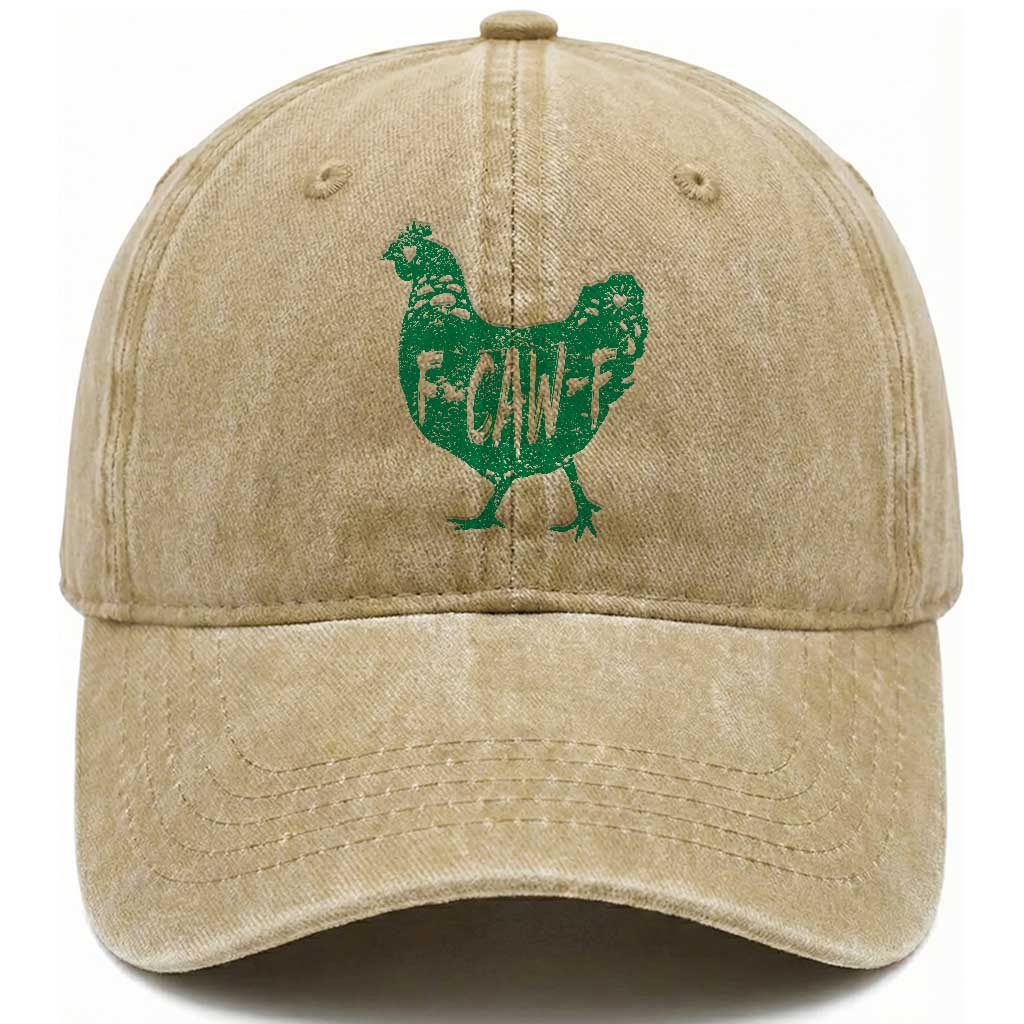 F Caw F Lucky Chicken Washed Cotton Baseball Cap Funny St Patricks Day