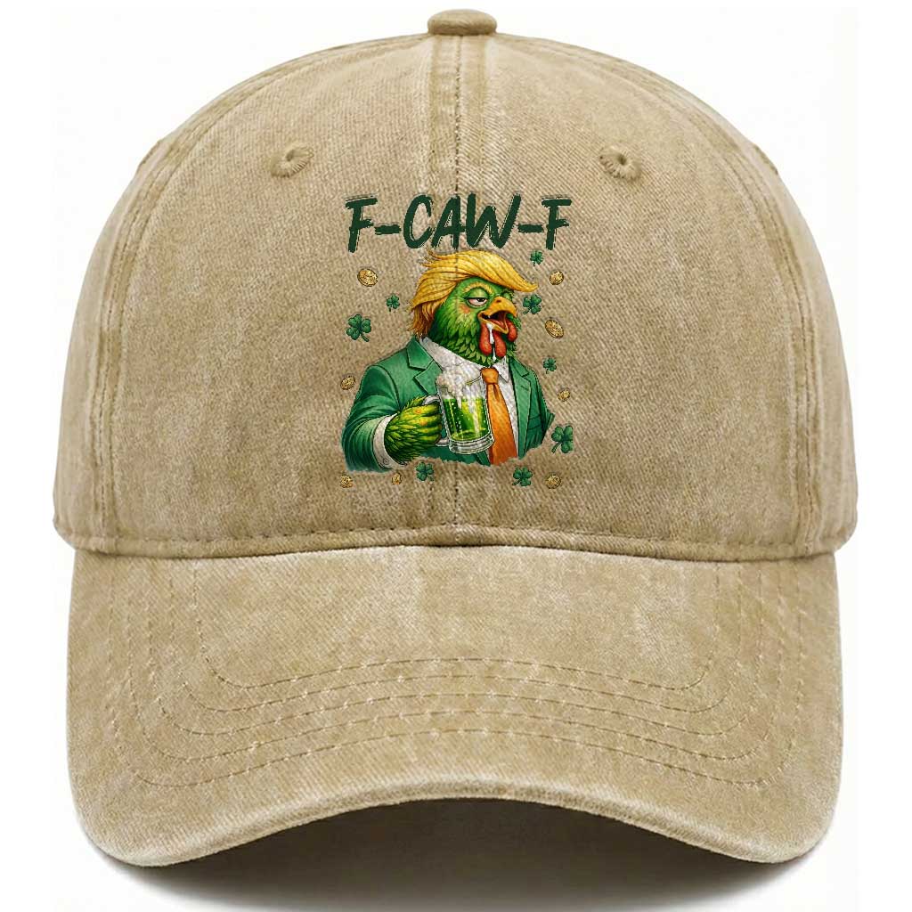 Funny Trump Chicken St Patricks Day Washed Cotton Baseball Cap F Caw F Lucky Irish