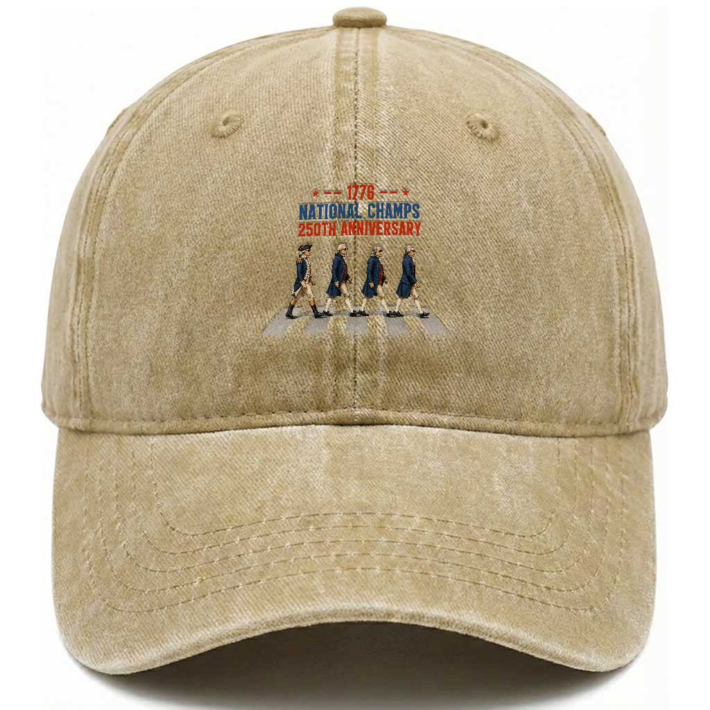 1776 National Champs Washed Cotton Baseball Cap Funny Founding Father Roading Parody 4th of July