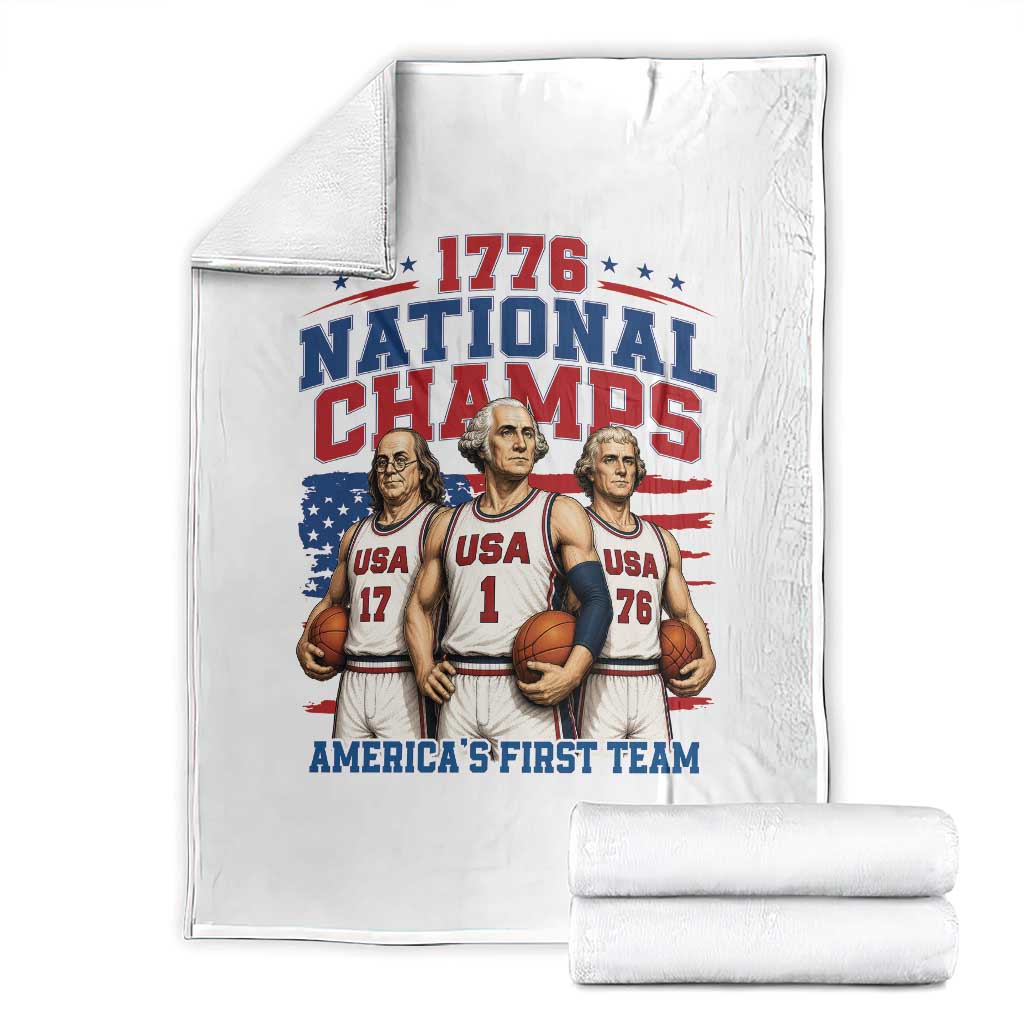 1776 National Champs Throw Blanket Patriotic Founding Fathers Basketball Undefeated America
