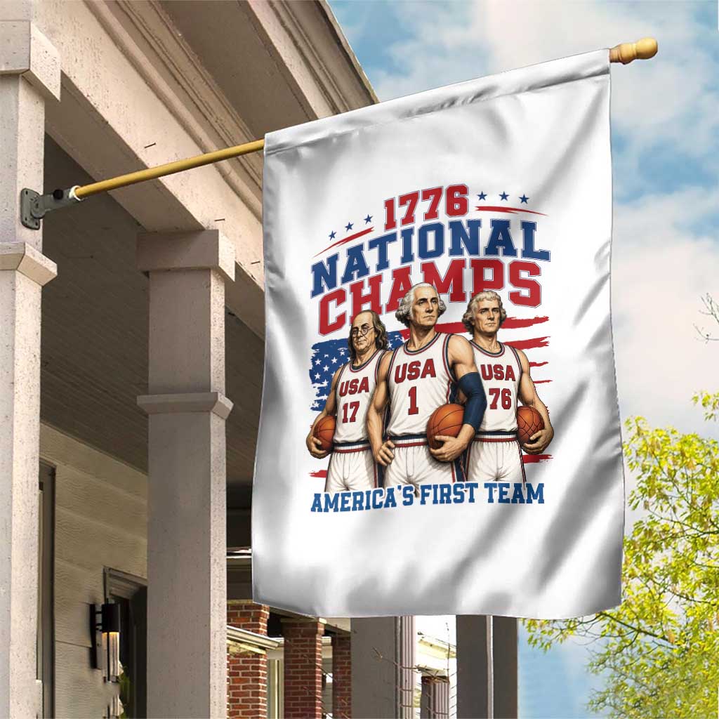 1776 National Champs Garden Flag Patriotic Founding Fathers Basketball Undefeated America