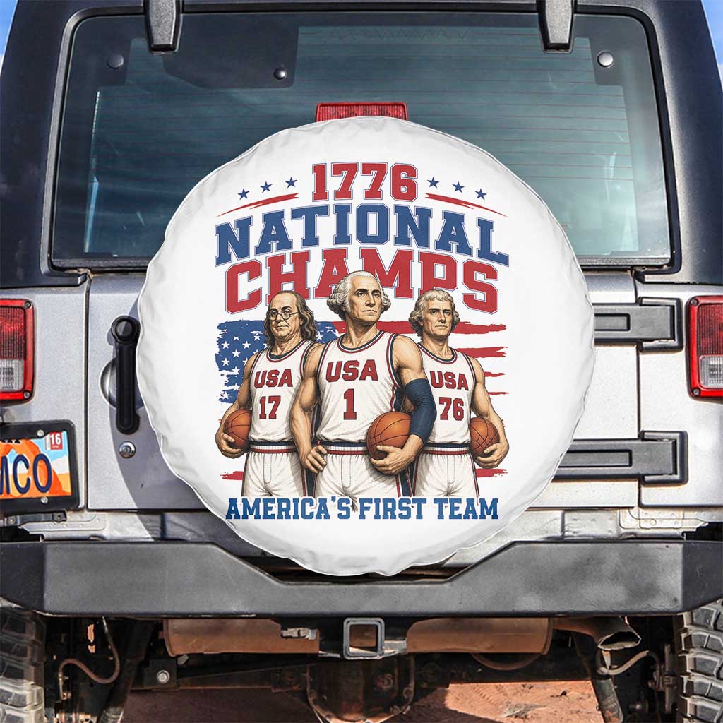 1776 National Champs Spare Tire Cover Patriotic Founding Fathers Basketball Undefeated America