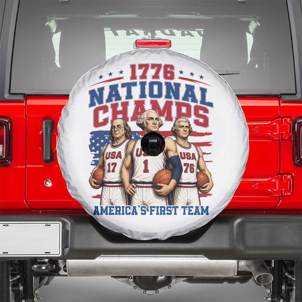 1776 National Champs Spare Tire Cover Patriotic Founding Fathers Basketball Undefeated America