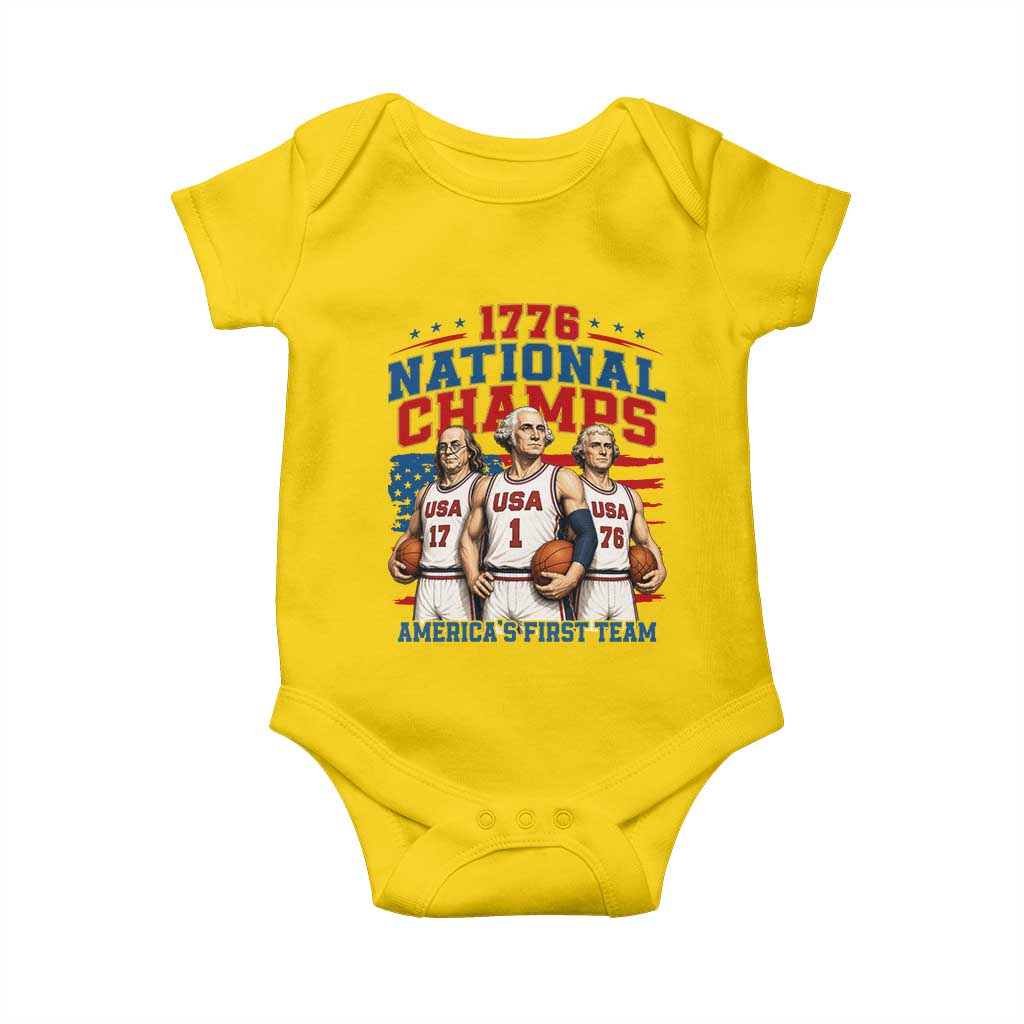 1776 National Champs Baby Onesie Patriotic Founding Fathers Basketball Undefeated America