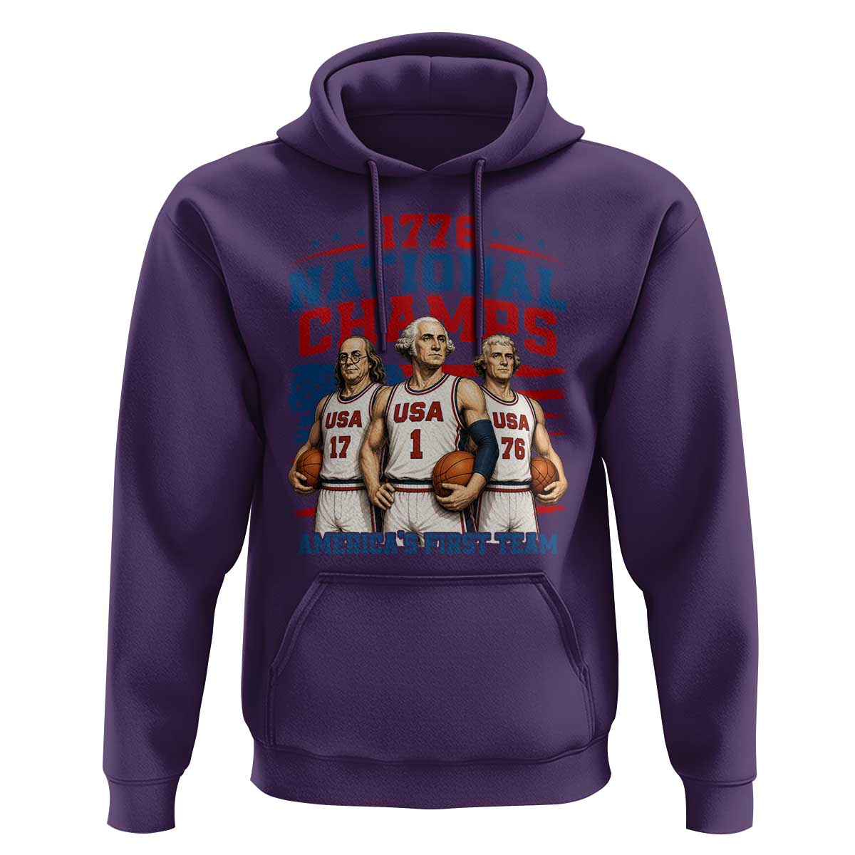 1776 National Champs Hoodie Patriotic Founding Fathers Basketball Undefeated America