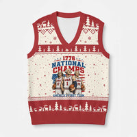 1776 National Champs V-Neck Knit Sweater Vest Patriotic Founding Fathers Basketball Undefeated America