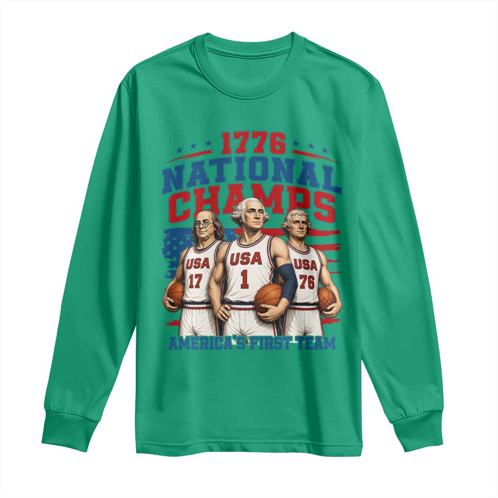 1776 National Champs Long Sleeve Shirt Patriotic Founding Fathers Basketball Undefeated America
