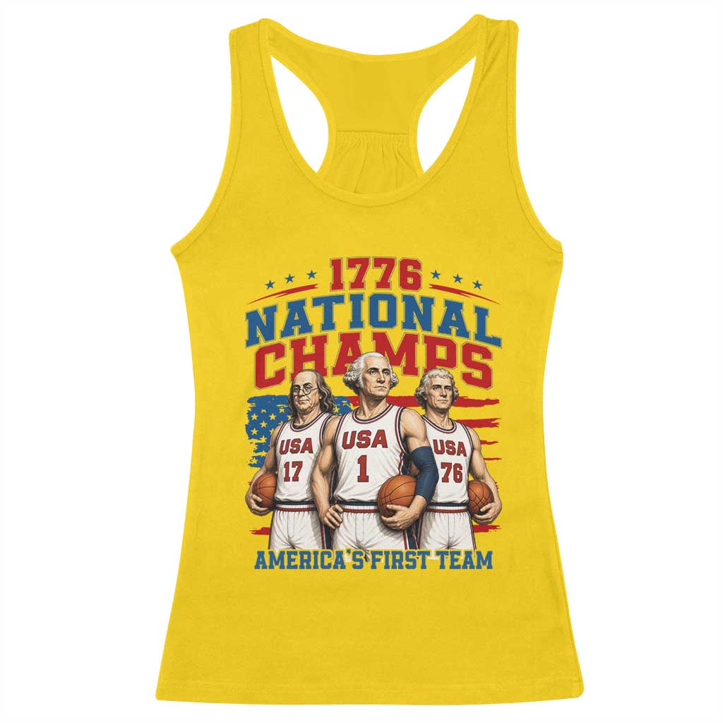 1776 National Champs Racerback Tank Top Patriotic Founding Fathers Basketball Undefeated America